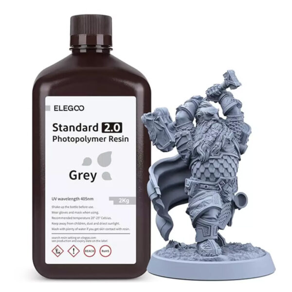 ELEGOO Standard 2 Kg Grey Resin for 3D Printer - Image 2